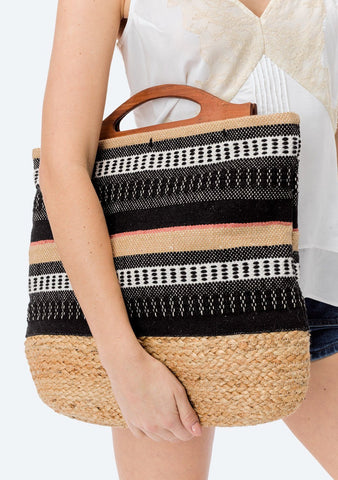 Boho Chic Jute Tote Bag