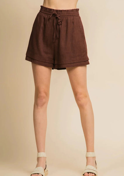 High Waisted Crinkled Gauze Linen Shorts~ FINAL SALE