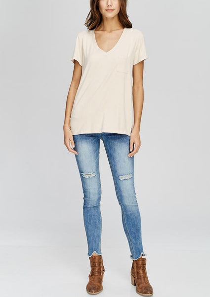 Faux Suede Short Sleeve T-Shirt~FINAL SALE