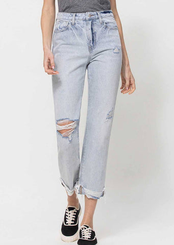 VERVET BY Flying Monkey Super High Relaxed Cuffed Straight Leg Jeans ~FINAL SALE