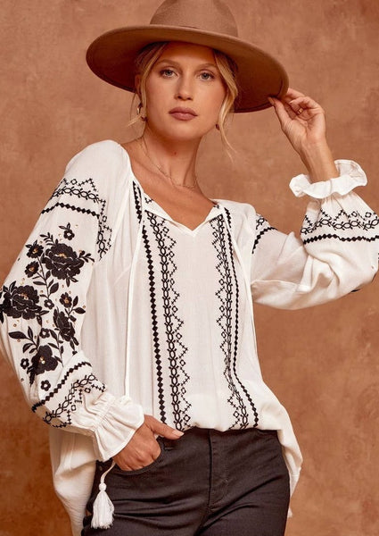Feeling A Bit Boho Embroidered Top