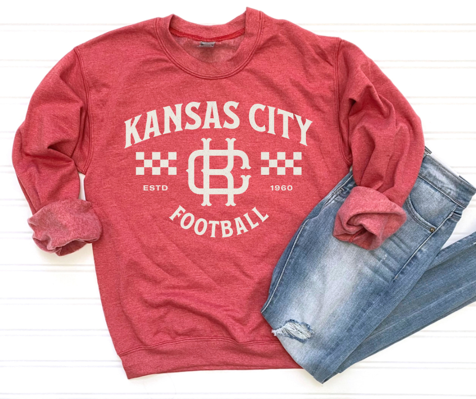 Vintage Kansas City Football Heather Red Sweatshirt: Small