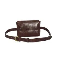 Brown Croc Leather Waist Belt Festival Bag