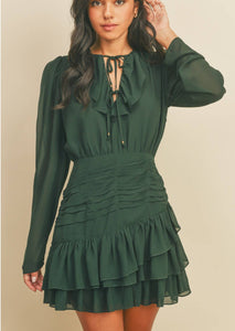 Ruffle Ruched Mini Dress