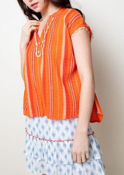 Sun-kissed Striped Crochet Detailed Top ~ FINAL SALE