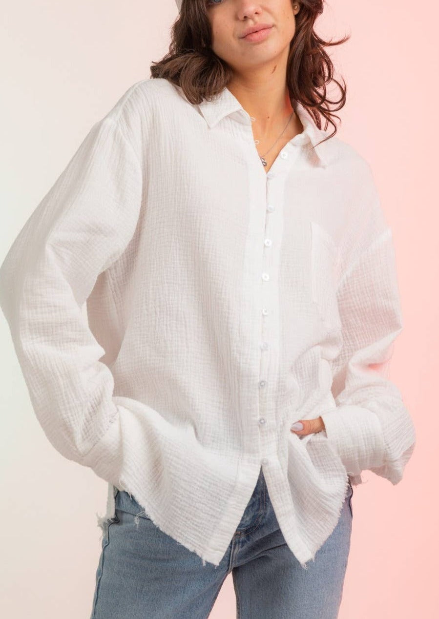 Long Sleeve Double Gauze Button Down Shirt