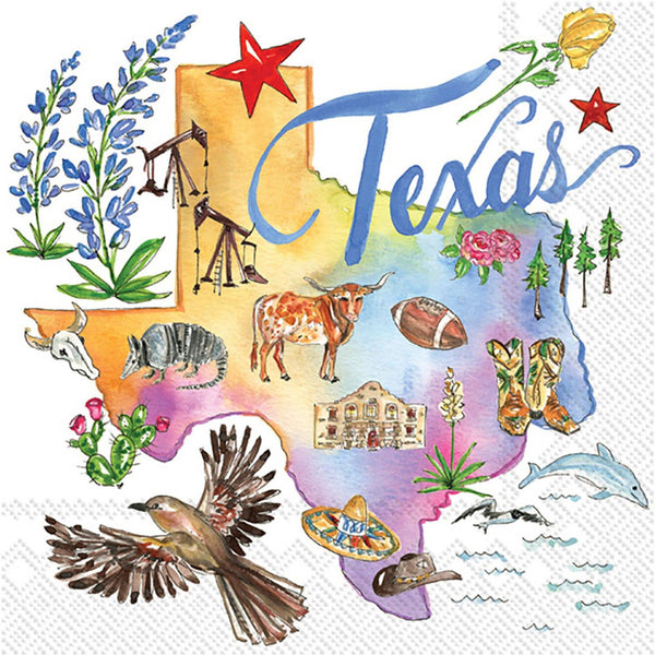 Texas State Collection Paper Cocktail Napkins 20 ct