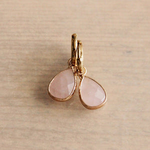 Steel Creoles With Drop-shaped Natural Stone - Gold / Pink
