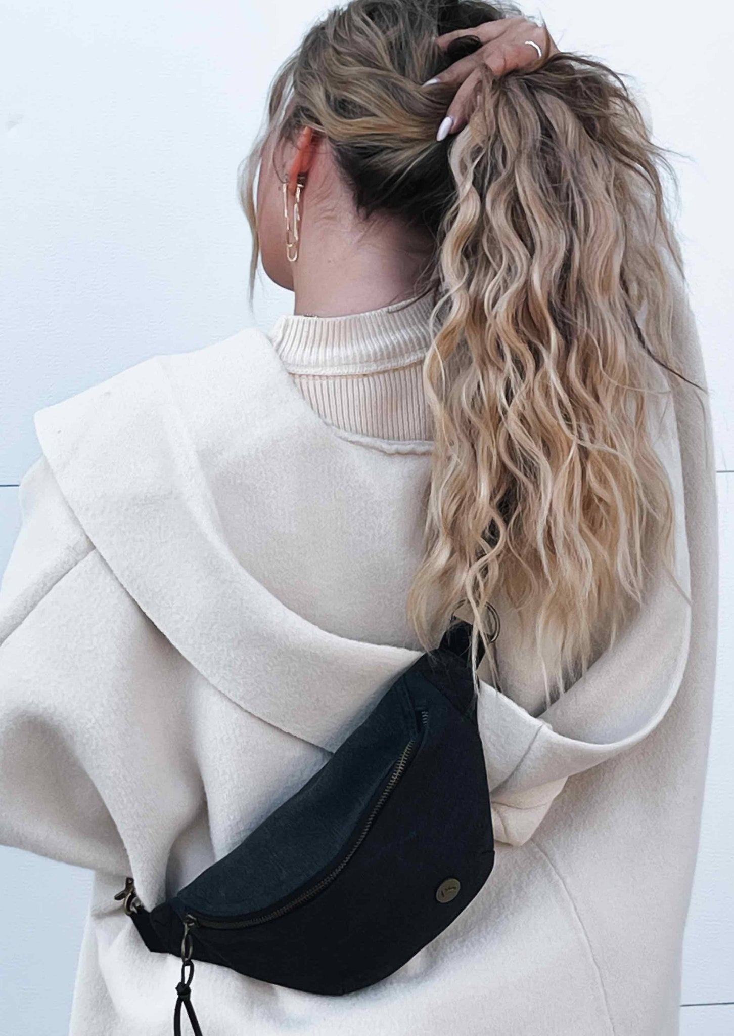 Devin Denim Bum Bag in Black