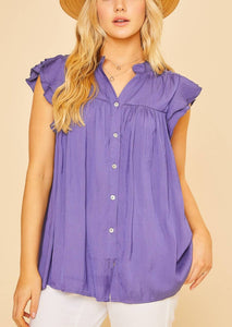 Periwinkle Ruffle Sleeve Flowy Top ~FINAL SALE