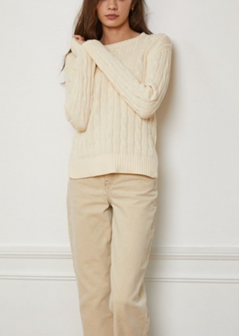 Everything Neutral Cable-knit Crewneck Sweater~ FINAL SALE