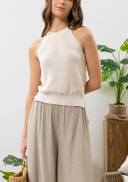 Impromptu Chic Cream Knit Halter Top~FINAL SALE