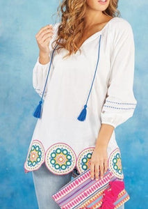 Mud Pie Embroidered Detail Top